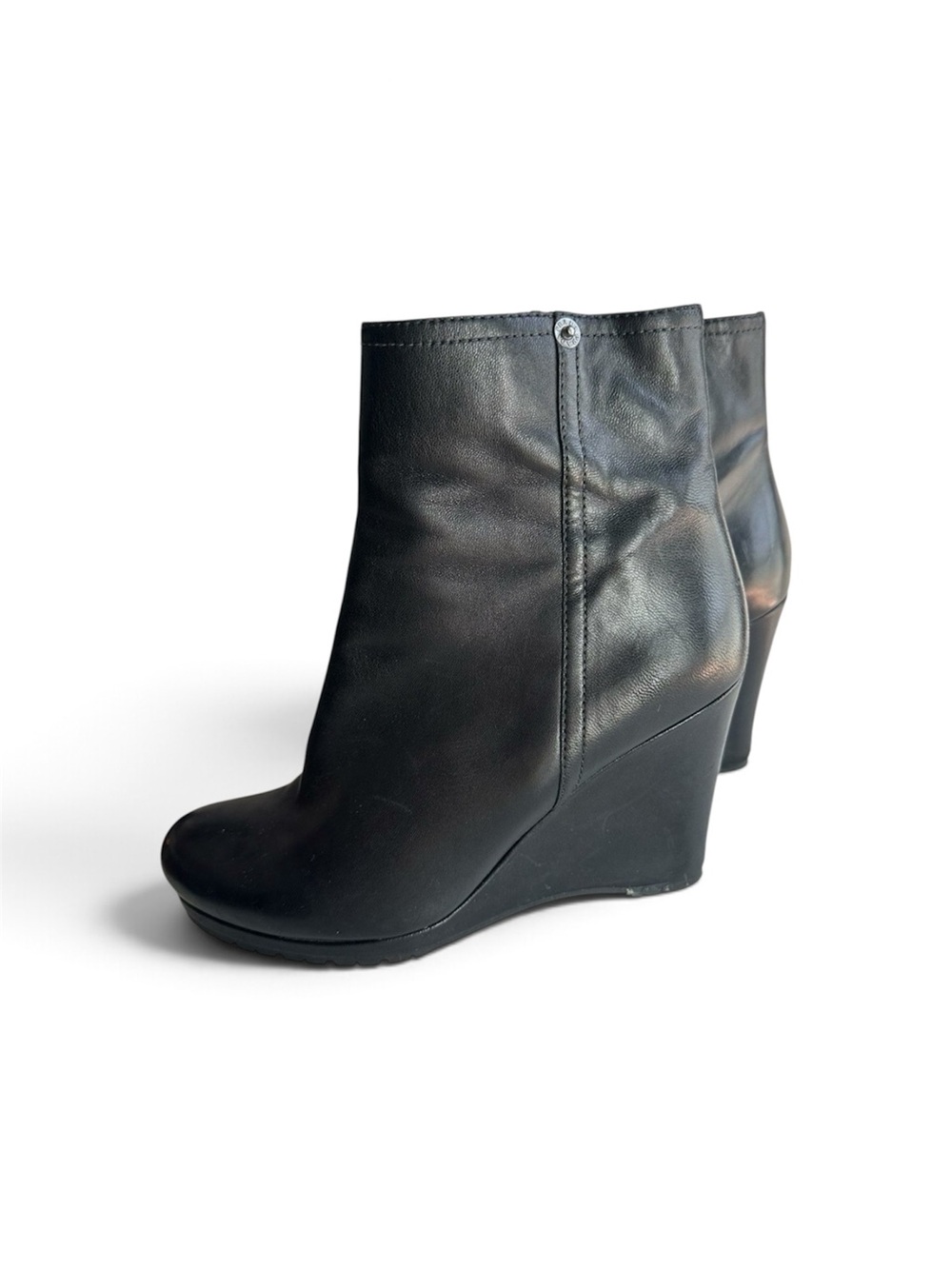 Prada Black Leather Wedge Ankle Booties (Size 39.5)